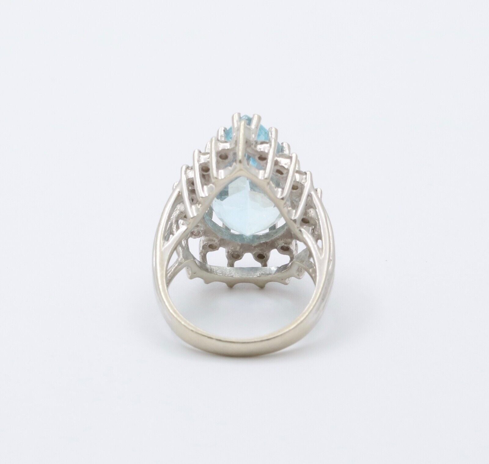 Estate Aquamarine Diamonds 14K White Gold Ring