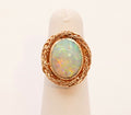 Vintage Natural Opal 14K Yellow Gold Rope Twist Ring