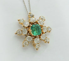 Load image into Gallery viewer, Elegant Vintage Ladies Emerald Diamonds 14K Yellow Gold Pendant
