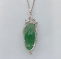 Vintage Watery Jadeite Jade Diamonds 18K White Gold Pendant