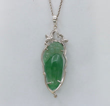 Load image into Gallery viewer, Vintage Watery Jadeite Jade Diamonds 18K White Gold Pendant
