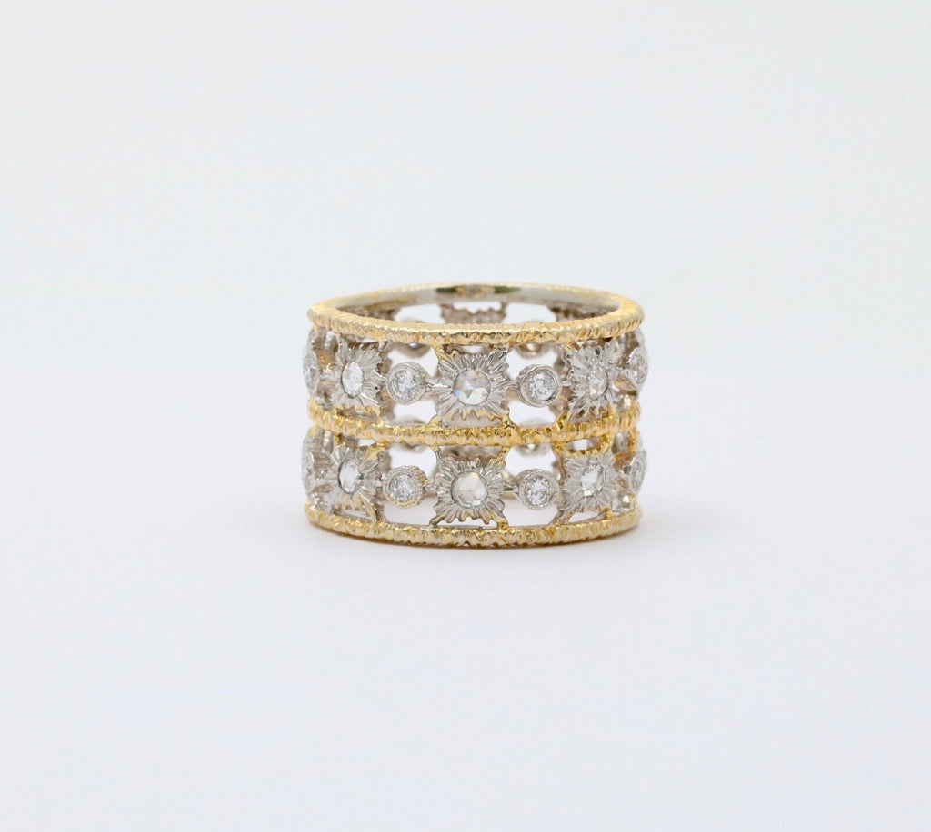 Vintage Ultra Wide Diamonds 18K YG Ring