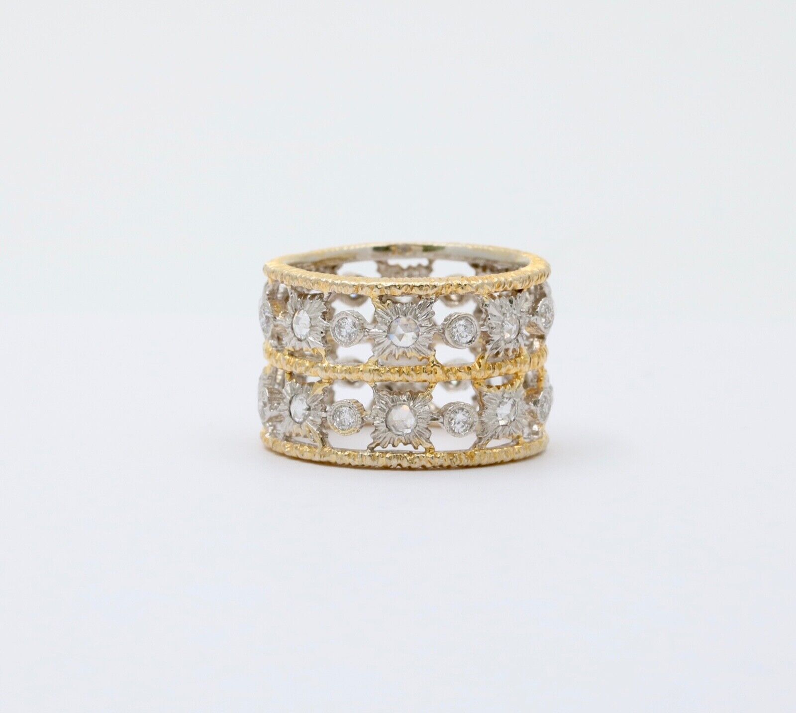 Vintage Ultra Wide Diamonds 18K YG Ring