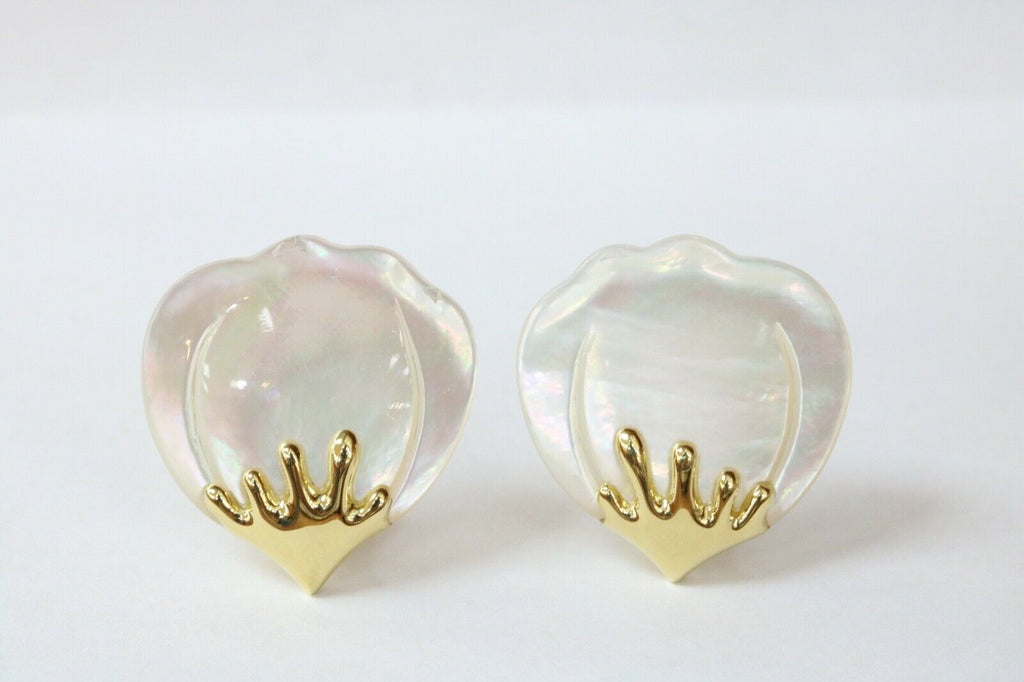 Tiffany and Co. Angela Cummings 18K YG Mother of Pearl Flower Earrings