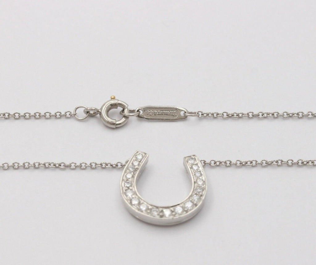 Classic Tiffany & Co HorseShoes Diamond Platinum Pendant, Necklace.