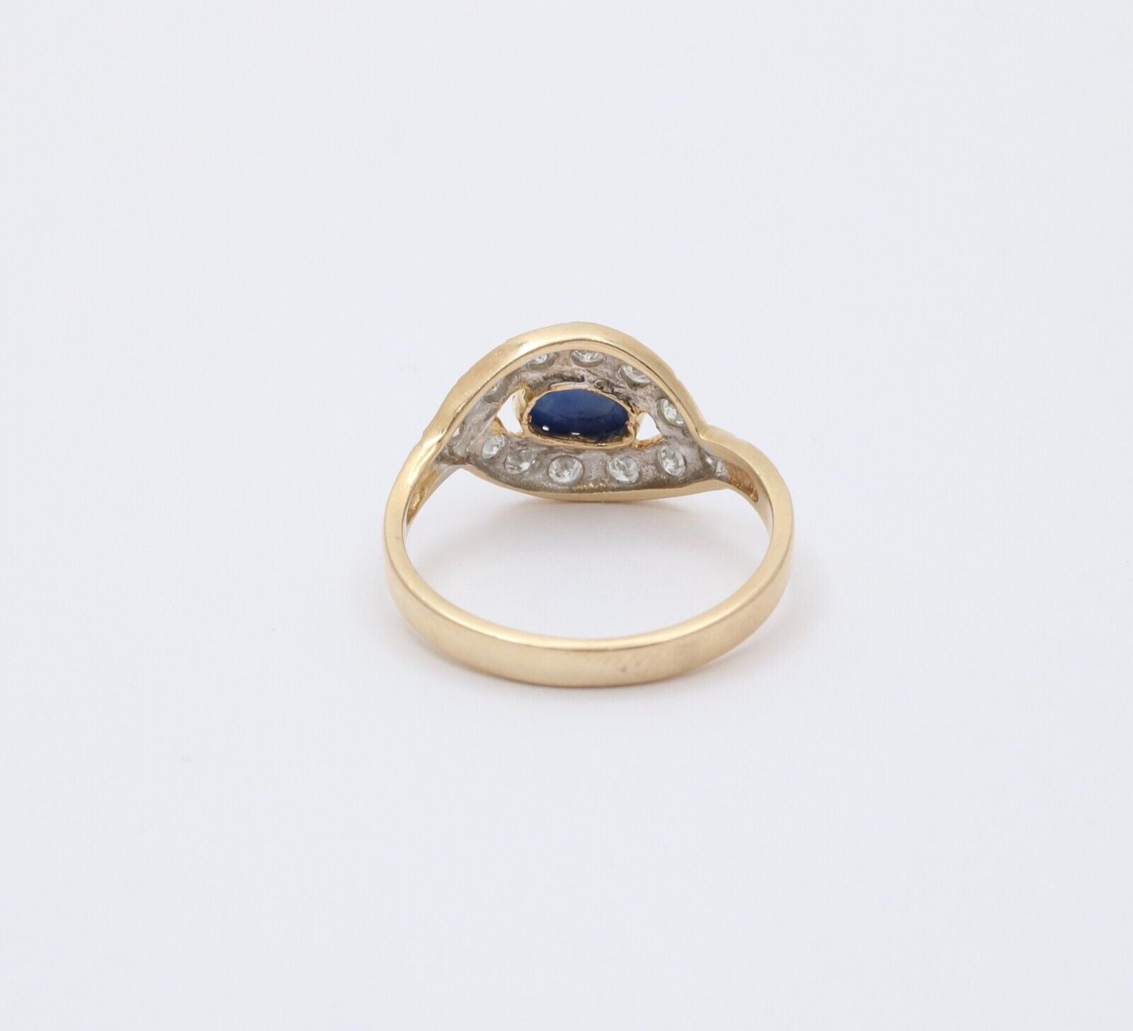 Vintage Sapphire Diamonds 14K White Yellow Gold Bypass Ring