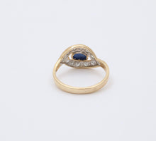 Load image into Gallery viewer, Vintage Sapphire Diamonds 14K White Yellow Gold Bypass Ring
