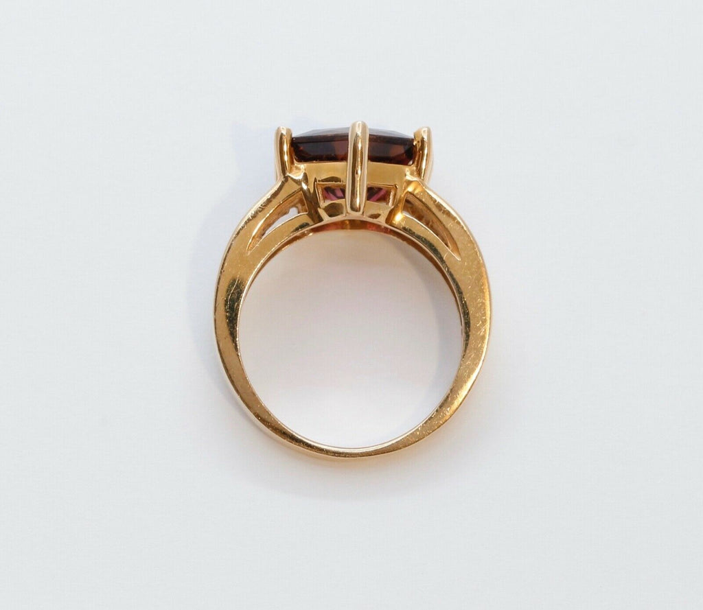 Large Pinkish Purple Hexagonal Cut Tourmaline Diamonds 14K YG Ring