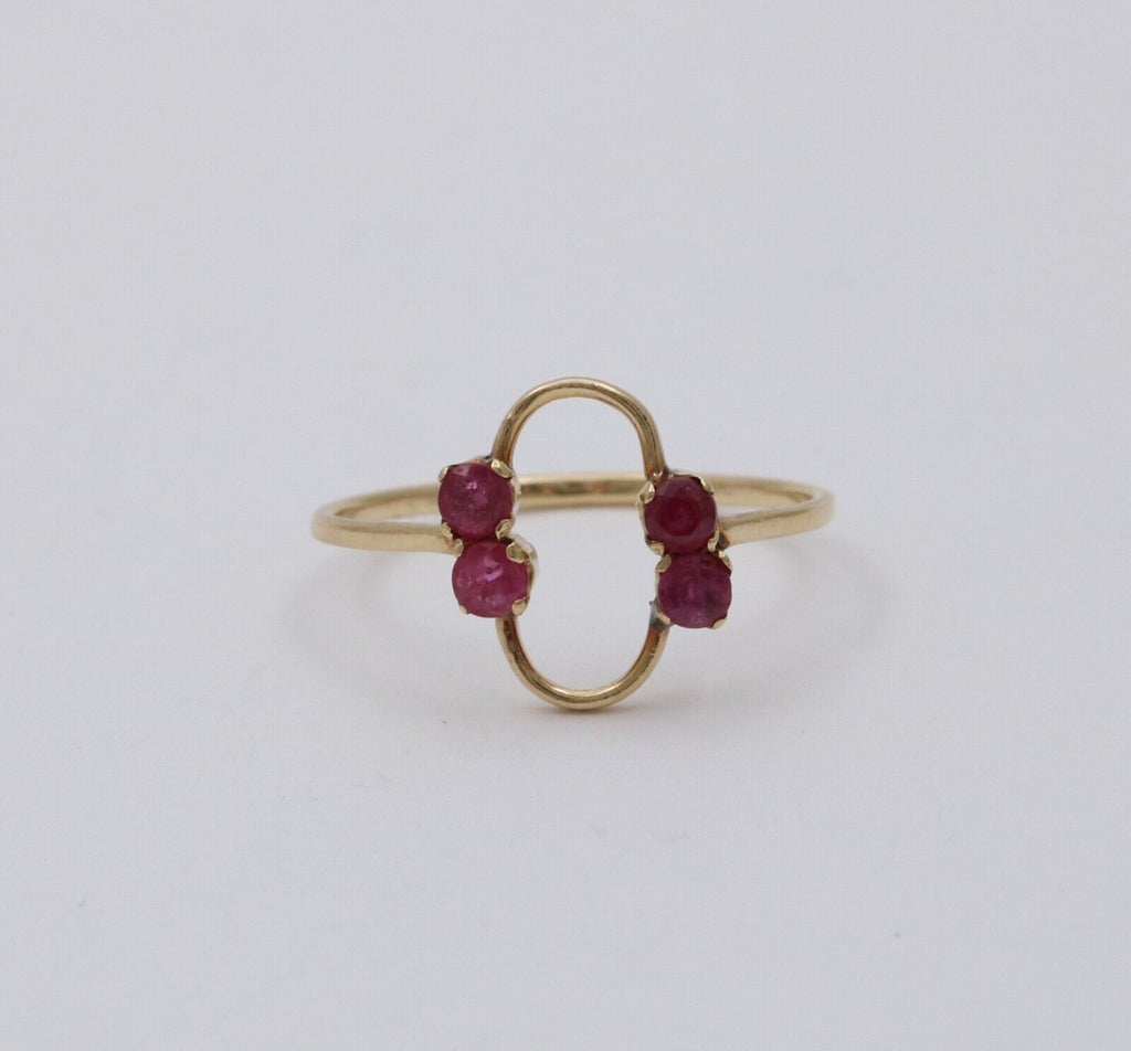 Vintage Ruby 14K Yellow Gold Ring Band, Stacking Ring