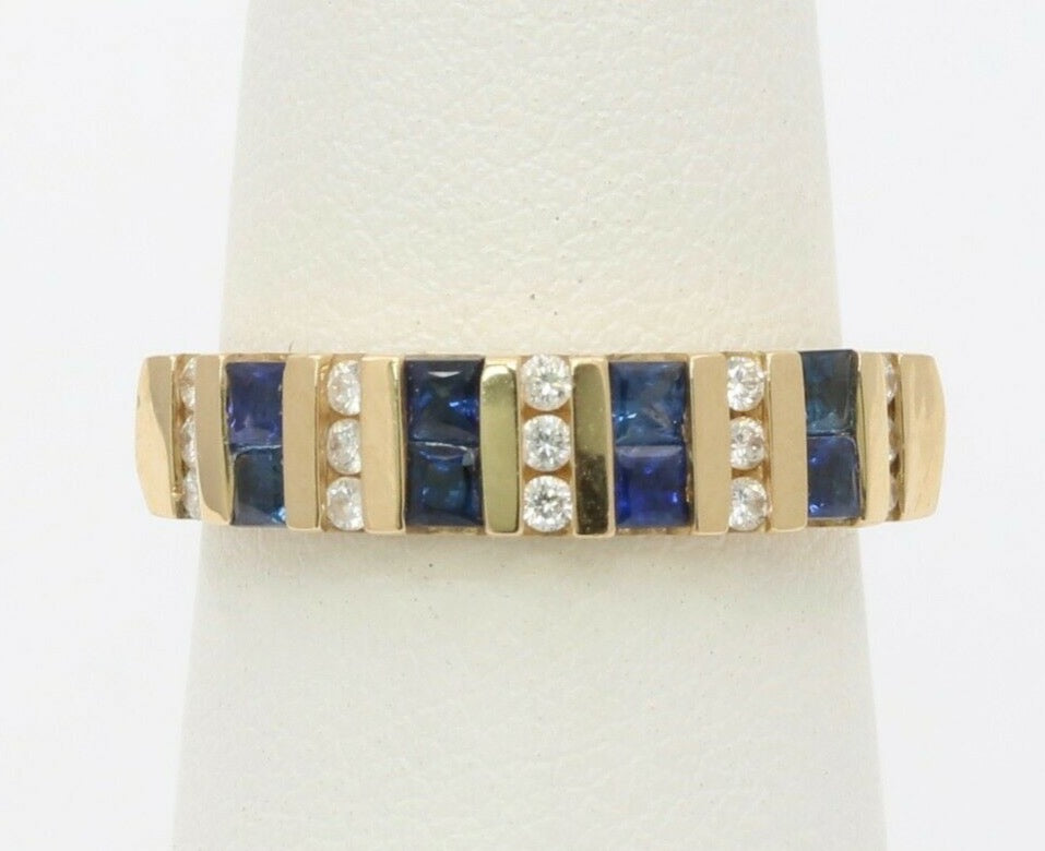 Vintage 14K Yellow Gold Diamond Sapphire Ring