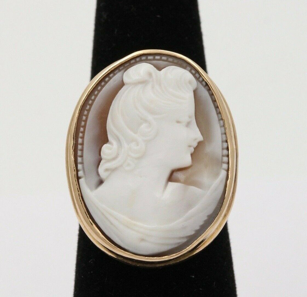 Antique 14K Yellow God Cameo Ring, Antique Ring.