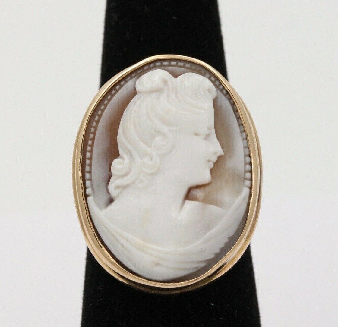 Antique 14K Yellow God Cameo Ring, Antique Ring.