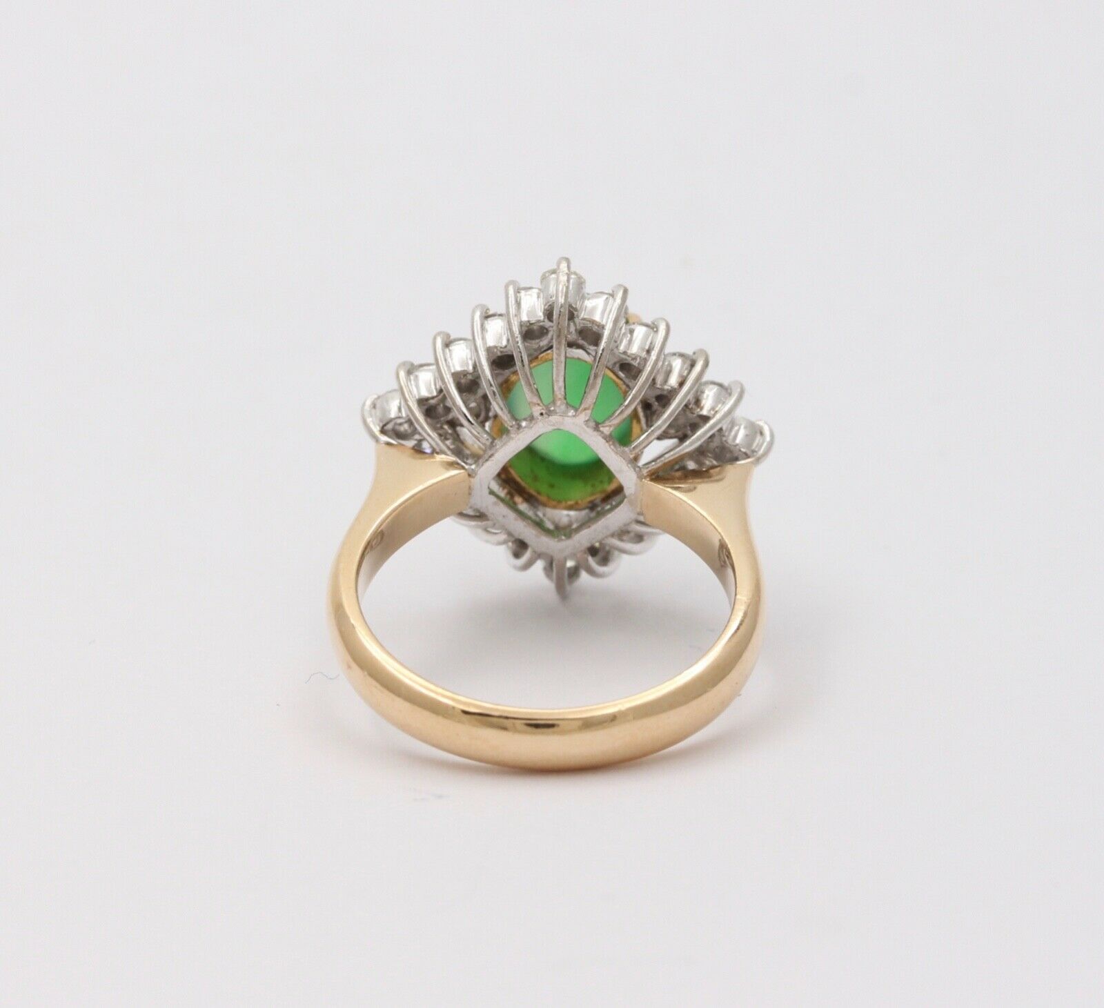 Vintage Jade Diamonds 14K Yellow White Gold Ring