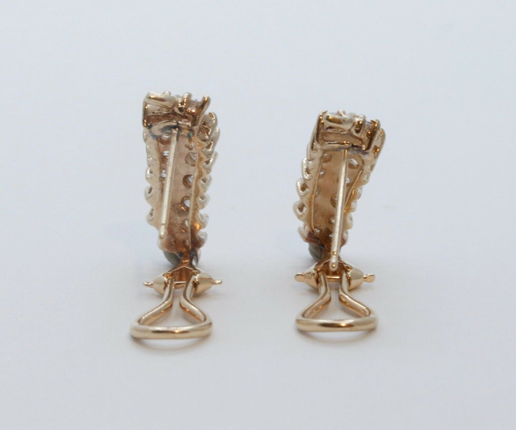 Vintage Leaf Diamonds 14K Yellow Gold Earrings