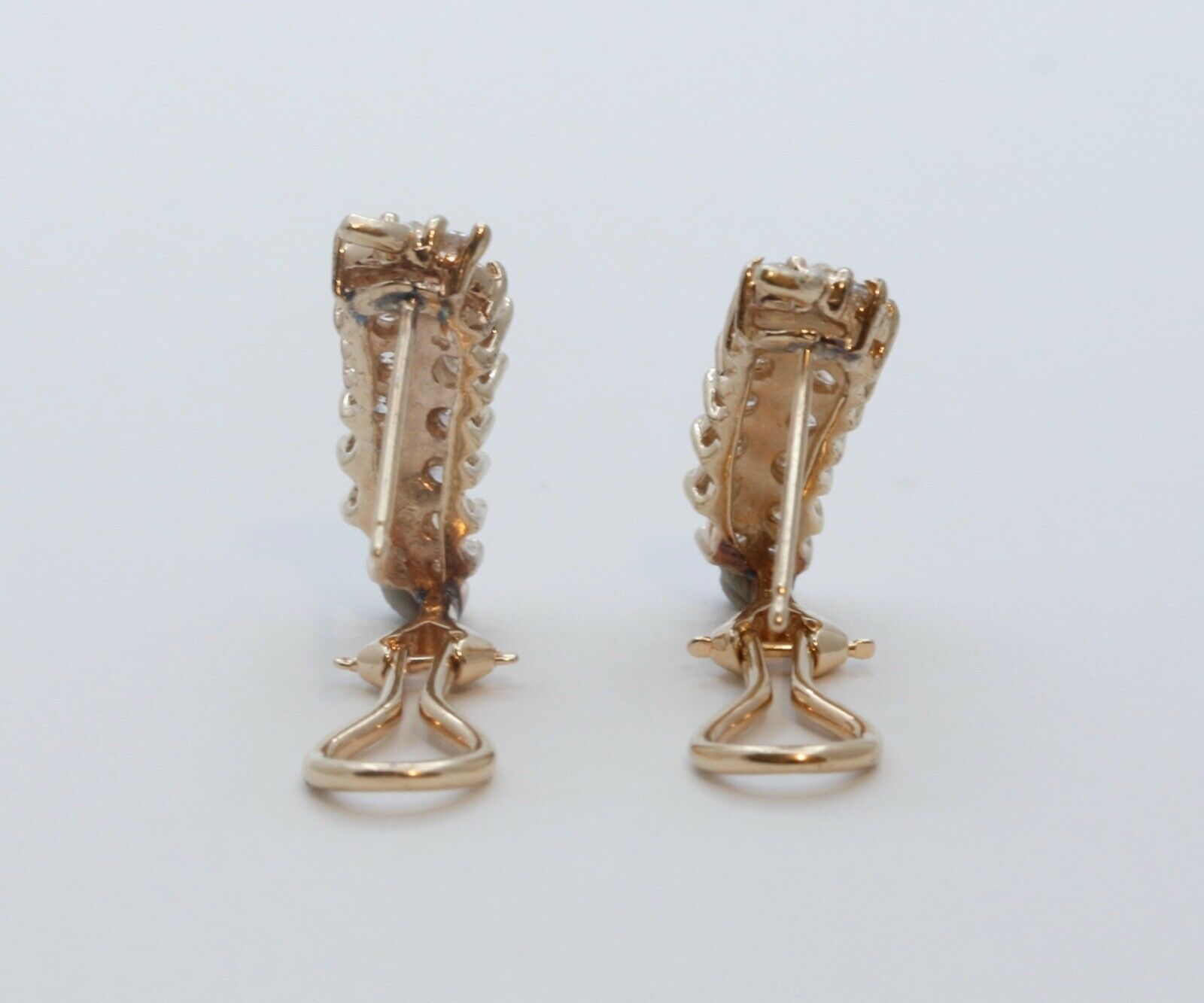 Vintage Leaf Diamonds 14K Yellow Gold Earrings