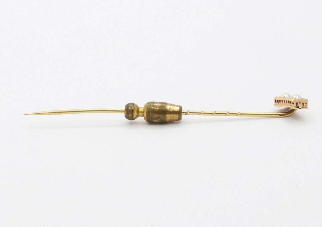 Art Deco 14K Yellow Gold Pearl Stick Pin