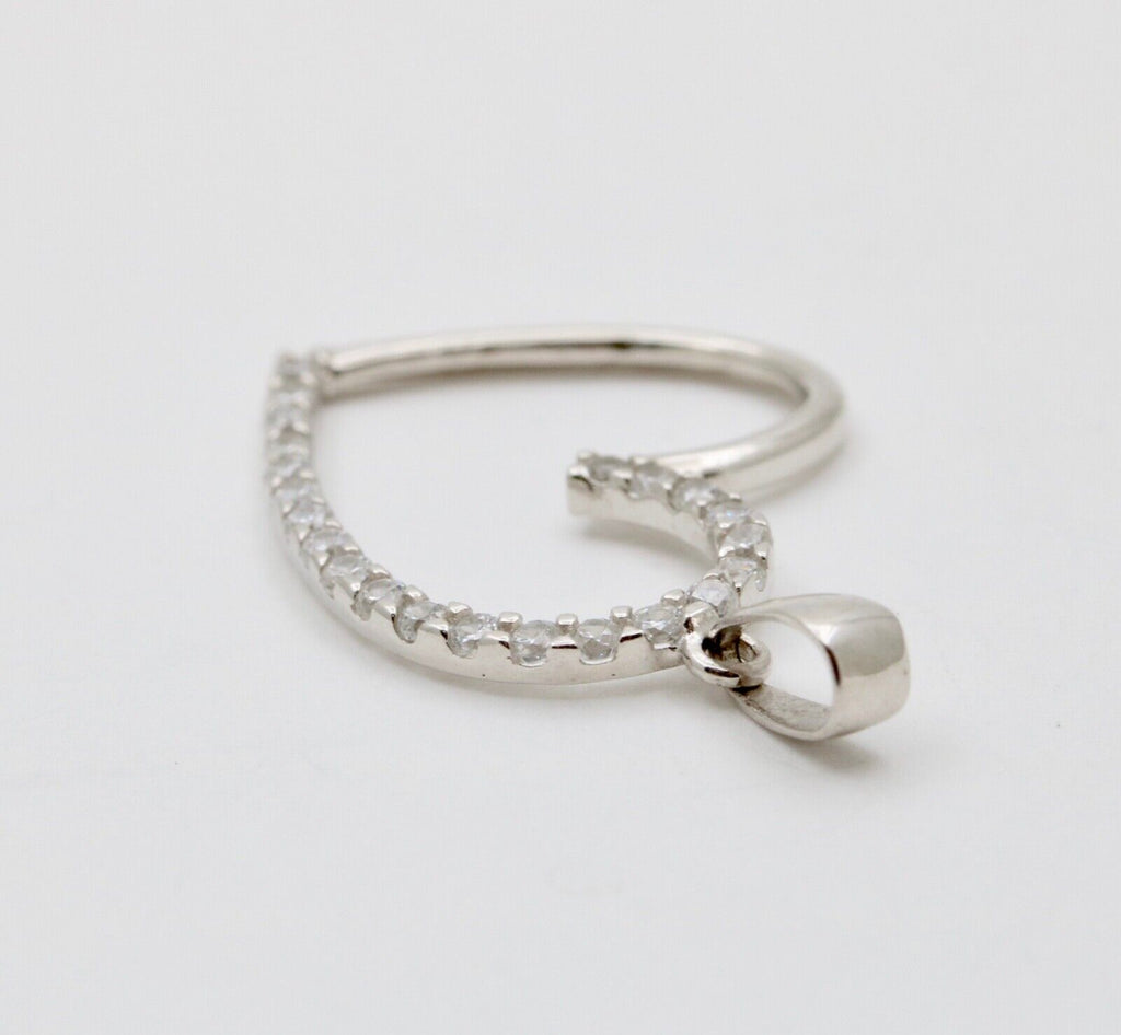 Vintage Heart Cubic Zirconia 10K White Gold Pendant