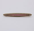 Victorian Pink Enamel Seed Pearls 14K YG Bar Brooch Pin