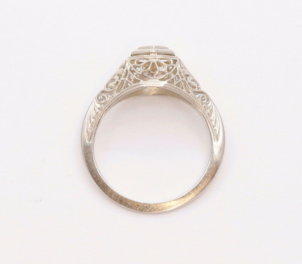 Art Deco Ladies Geometric Diamond 18K White Gold Ring