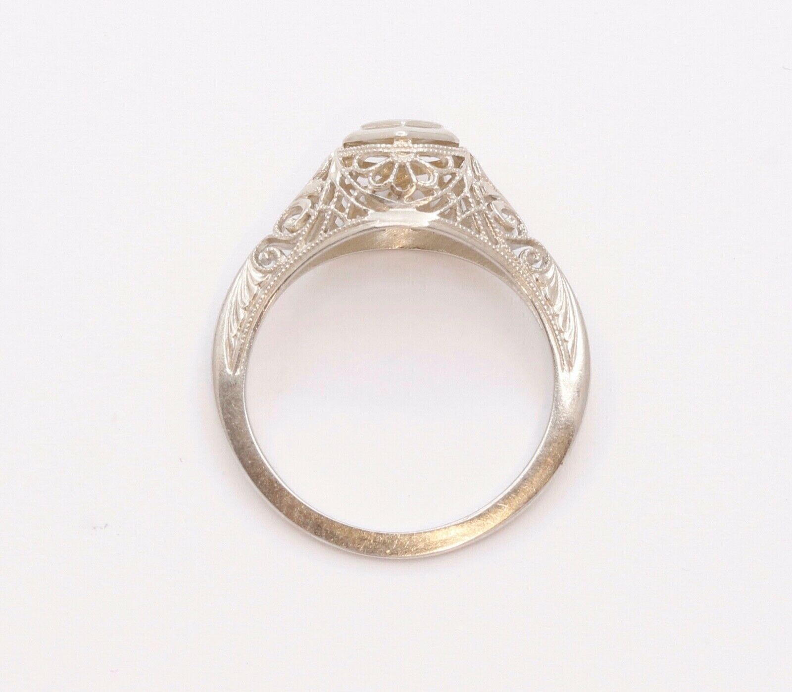 Art Deco Ladies Geometric Diamond 18K White Gold Ring