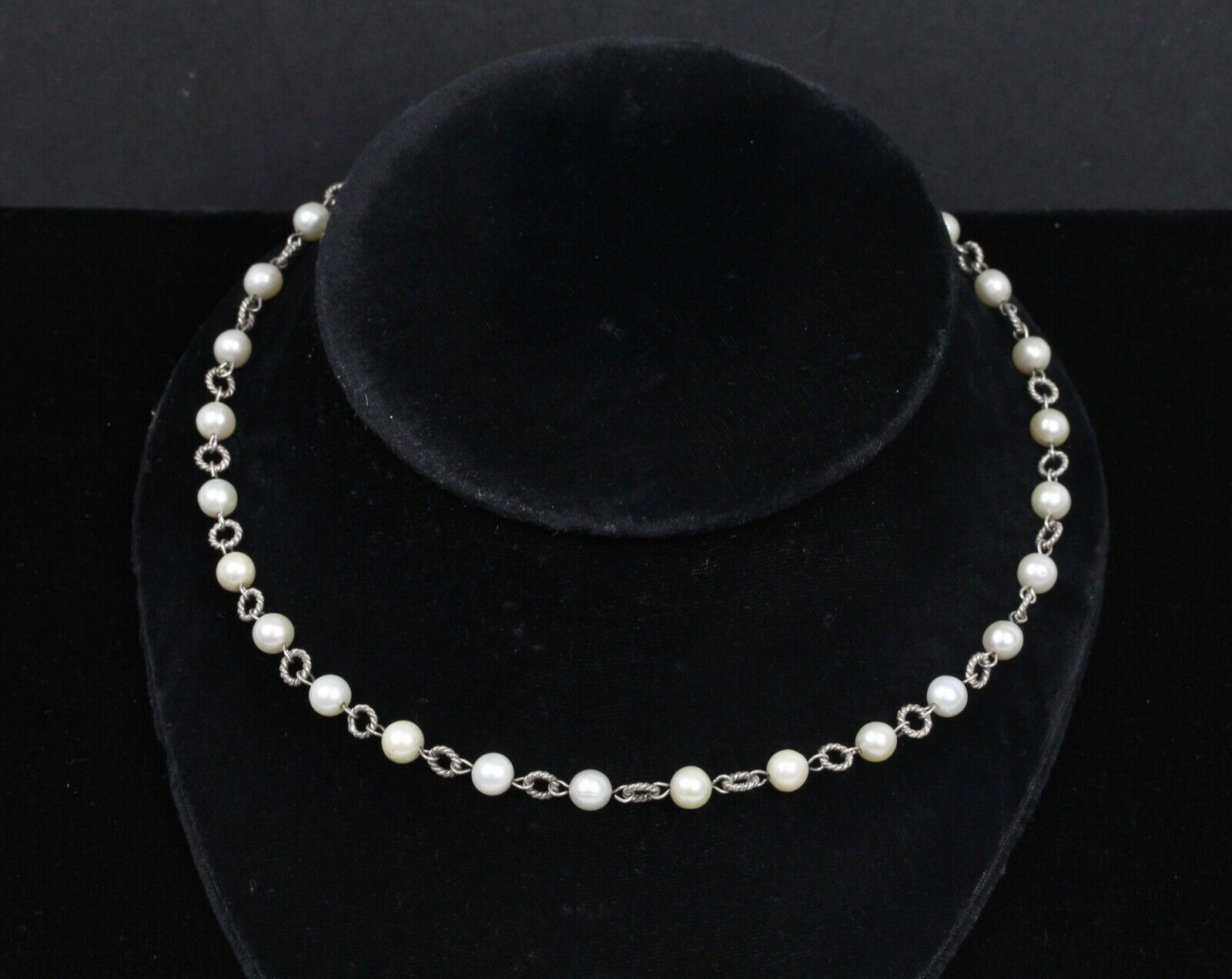 Vintage Pearl Beaded 925 Sterling Silver Necklace