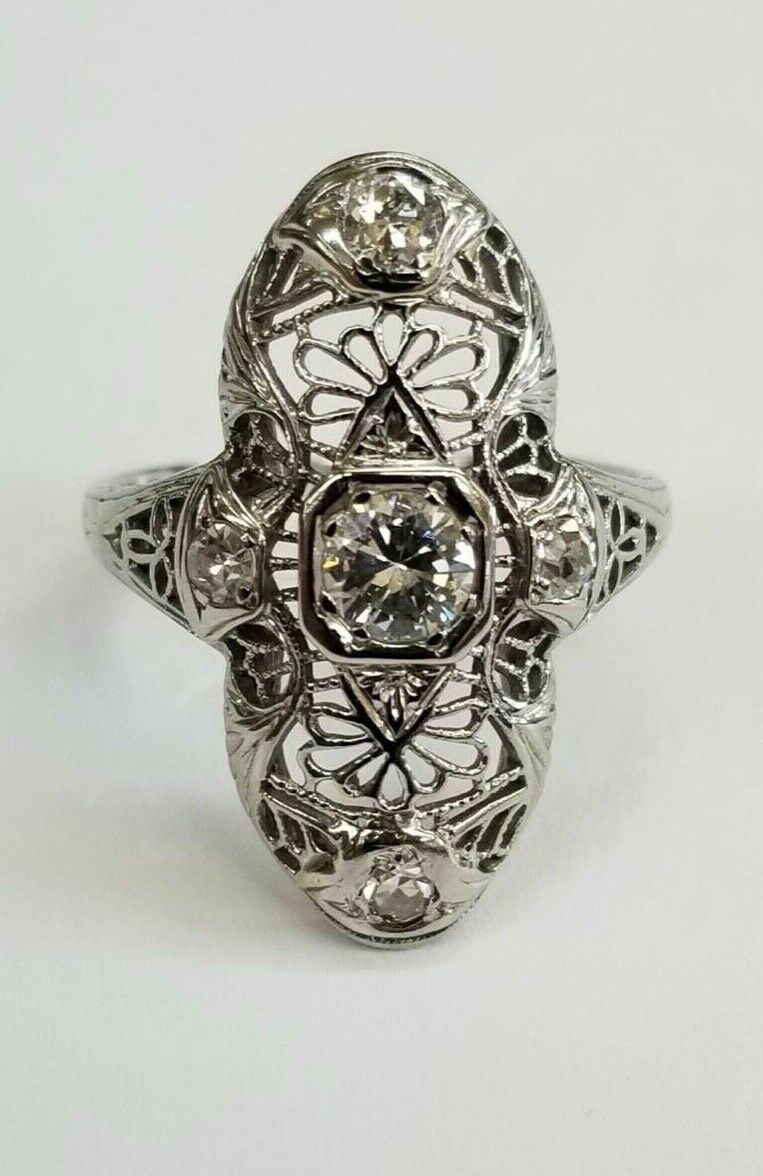 Art Deco Ladies Diamonds Sapphires Platinum Ring