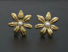 Load image into Gallery viewer, Tiffany and Co. Flower 18K Yellow Gold Pearl French Clip Earrings
