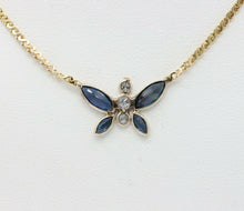 Load image into Gallery viewer, Vintage 14K Yellow Gold Diamond Sapphire Butterfly Pendant
