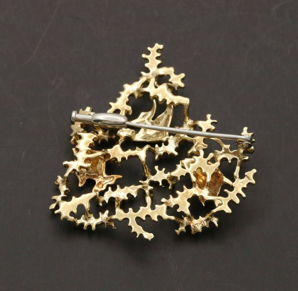 Vintage 18K Yellow Gold Enamel FIsh Brooch Pin Ocean Lover