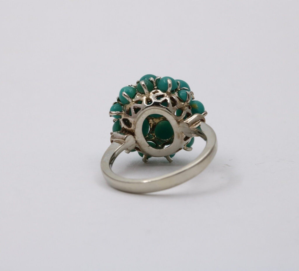 Vintage 18K Gold Dome Cluster Turquoise Ring