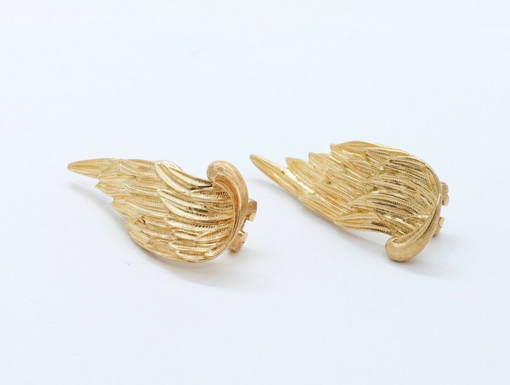 Vintage Buccellati Wing Earrings 18K Yellow Gold