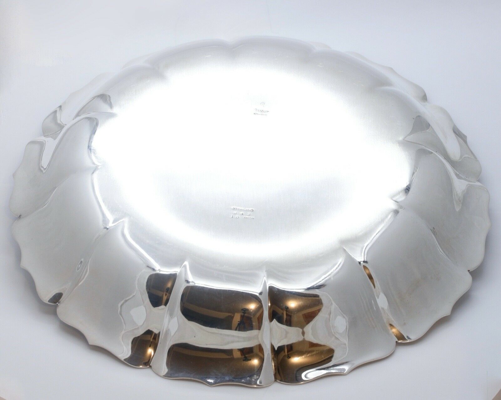 Cartier 925-1000 Serving Dish 925 Sterling Silver 10 Inch #942
