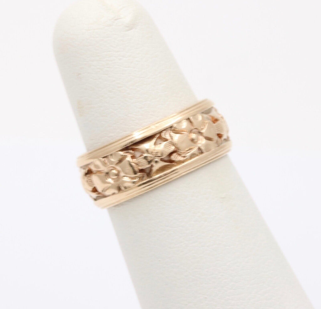 Art Deco Orange Blossom 14K Yellow Gold Wedding Band