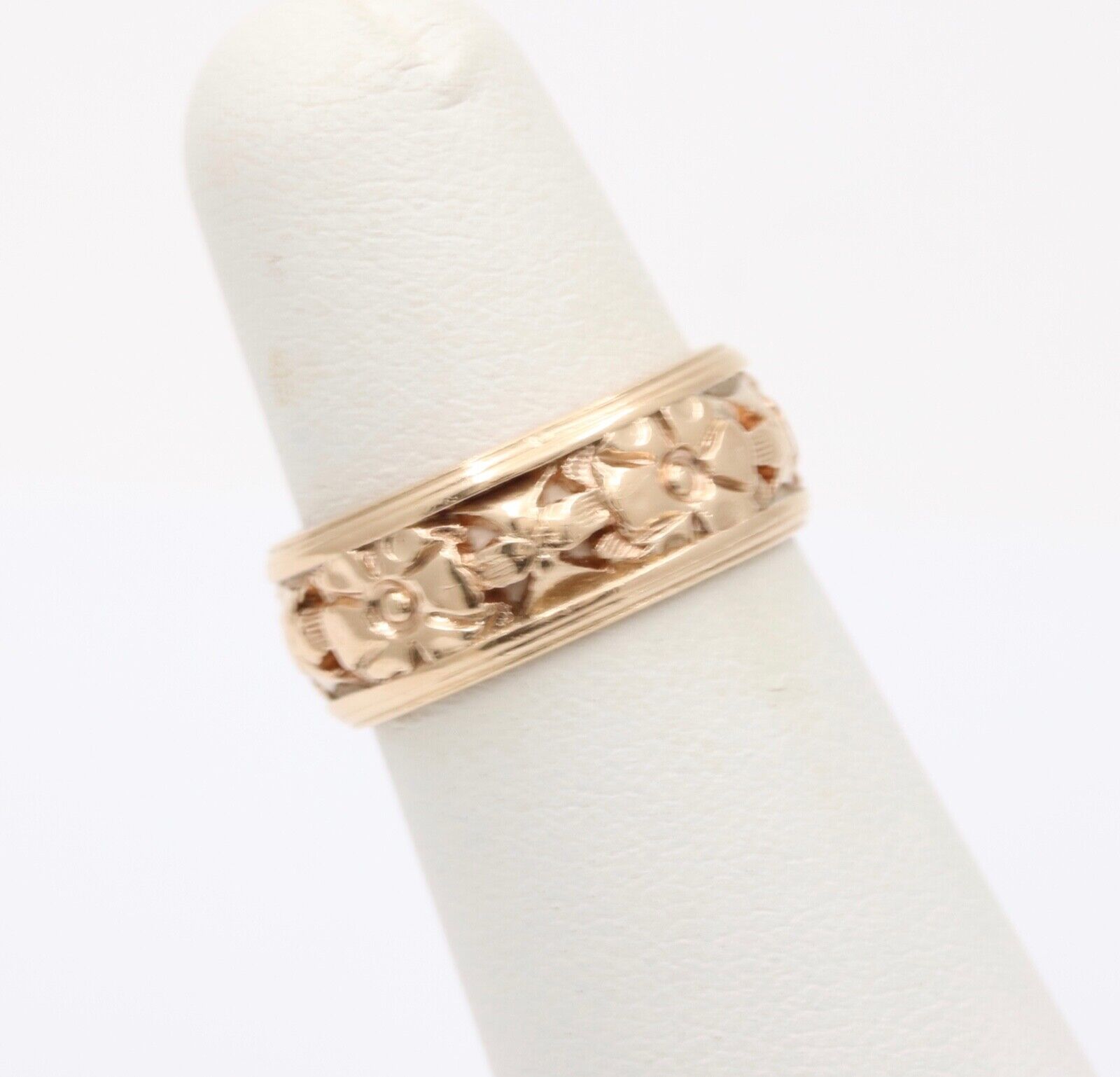 Art Deco Orange Blossom 14K Yellow Gold Wedding Band