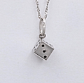 Vintage Dice 14K White Gold Unisex Pendant Charm