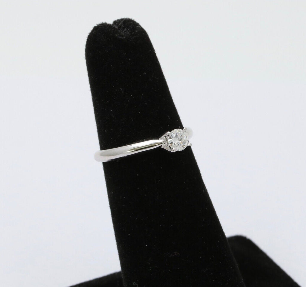 Vintage Solitaire Diamond 14K White Gold Engagement Ring