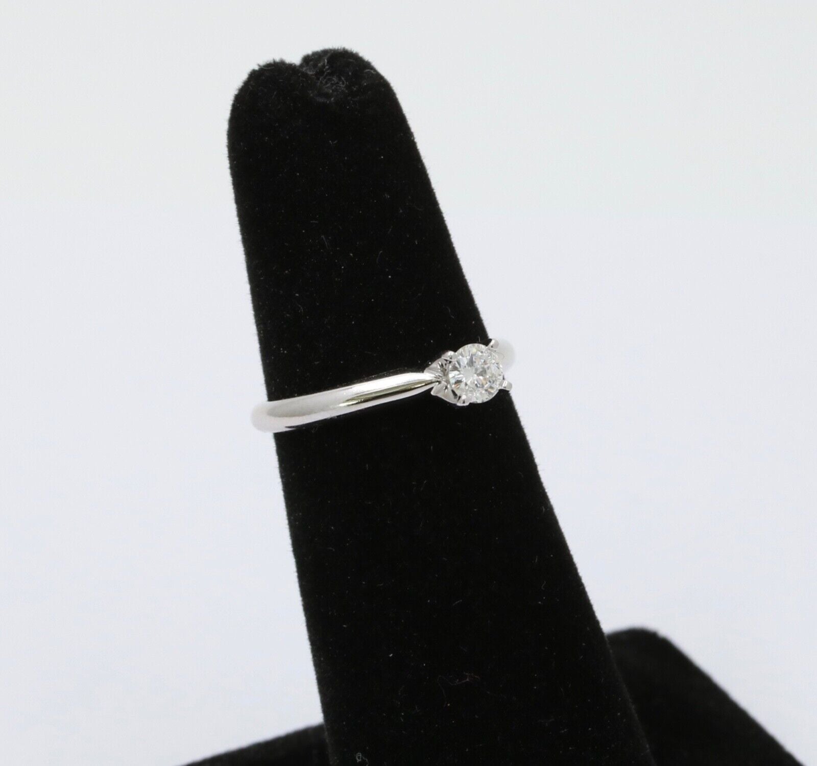 Vintage Solitaire Diamond 14K White Gold Engagement Ring