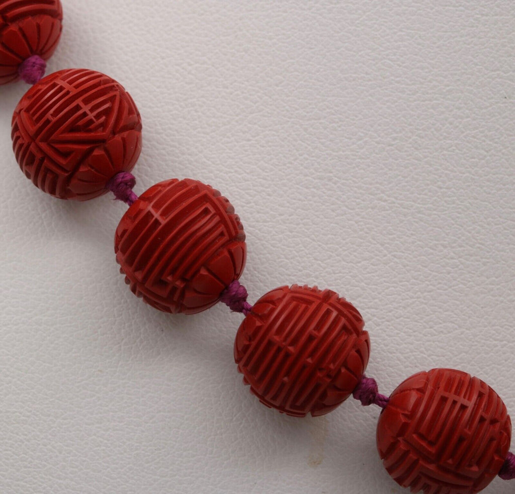 Vintage Red Cinnabar Chanterelle Necklace