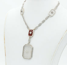 Load image into Gallery viewer, Art Deco Platinum 14K White Gold Crystal Diamonds Necklace Pendant
