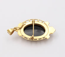 Load image into Gallery viewer, Antique 10K Yellow Gold Onyx Cameo Pendant Brooch
