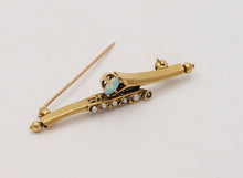 Load image into Gallery viewer, Vintage Opal &amp; Split Pearl 14K Yellow Gold Bar Pin, Estate Brooch
