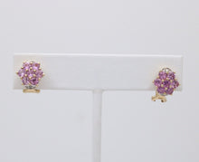 Load image into Gallery viewer, Vintage Pink Tourmaline Diamonds 10K Yellow White Gold Earrings
