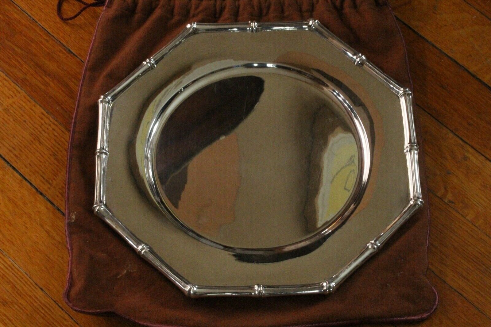 Tiffany and Co. Bamboo Octagonal Serving Dish 925 Sterling Silver