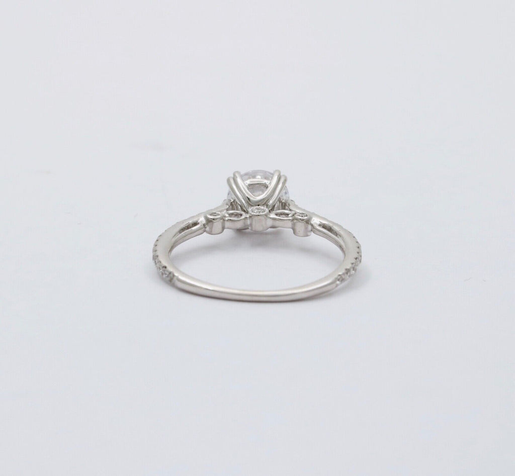 The Elegant 18K White Gold White Sapphire & Diamond Engagement Ring