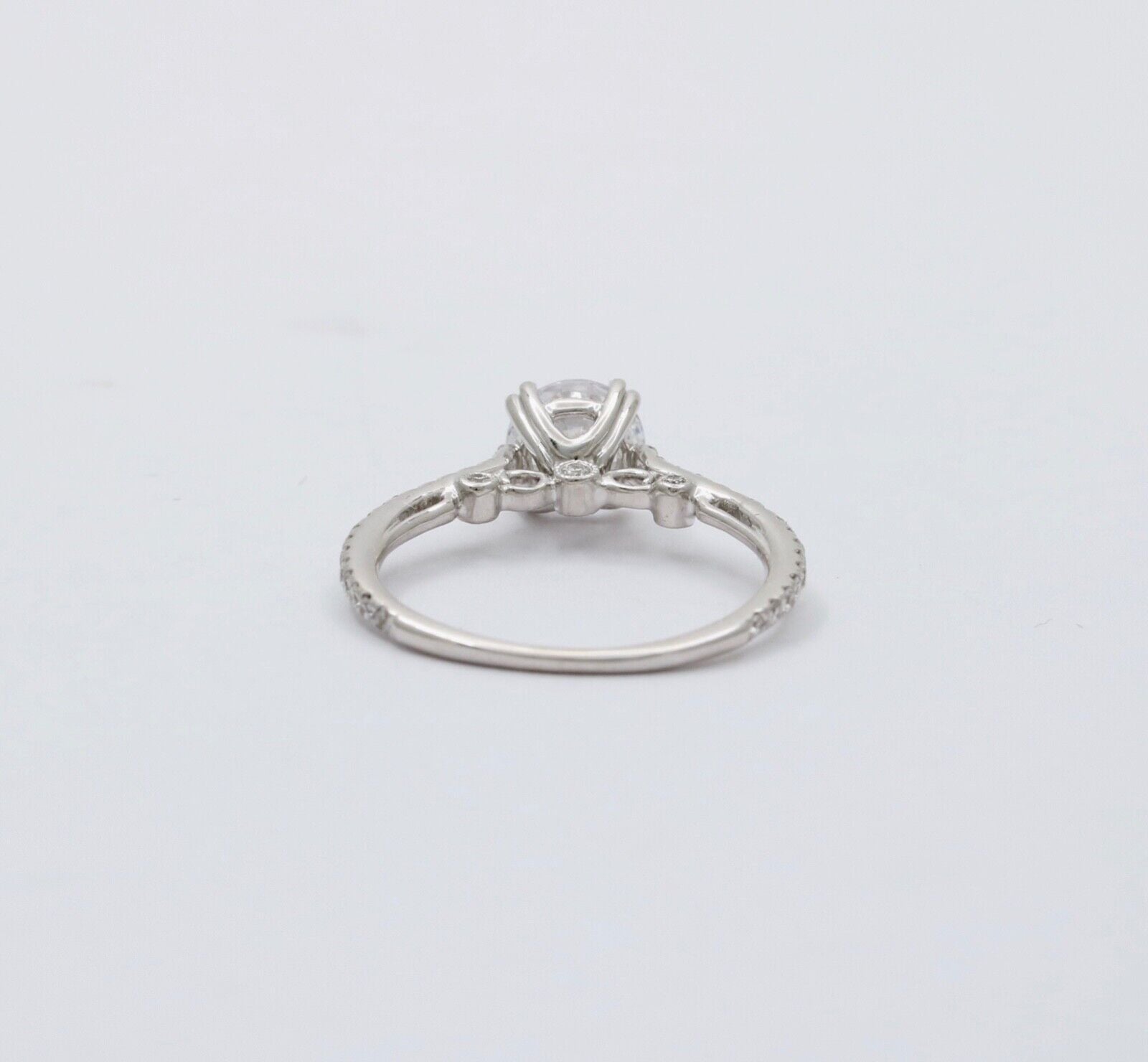The Elegant 18K White Gold White Sapphire & Diamond Engagement Ring