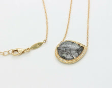 Load image into Gallery viewer, Vintage 14K Yellow Gold Sagenitic Quartz Diamond Pendant
