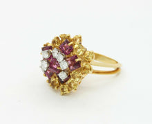 Load image into Gallery viewer, Vintage 18K Yellow Gold La Triomphe Diamond Yellow Sapphire Garnet Cocktail Ring
