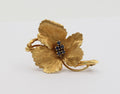 Tiffany and Co. Vintage 14K Yellow Gold Sapphires Leaf Brooch Pin