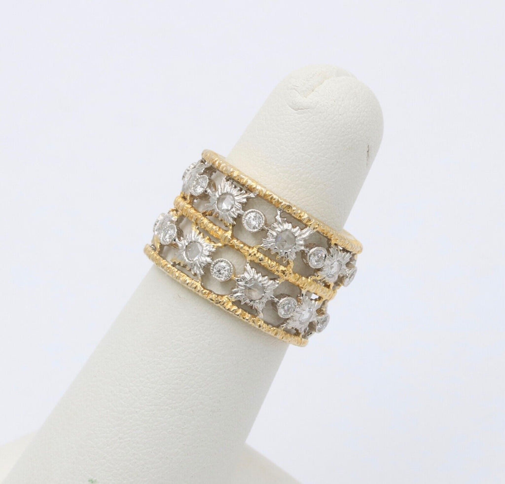 Vintage Ultra Wide Diamonds 18K YG Ring