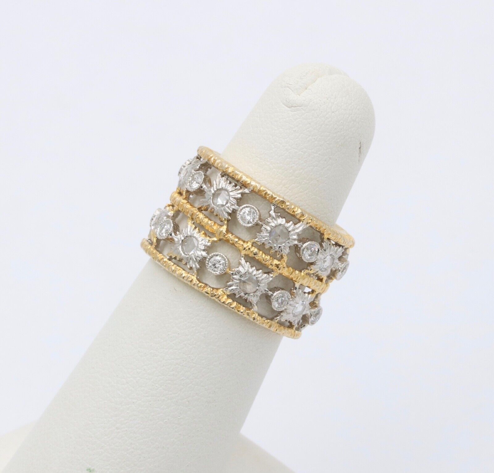 Vintage Ultra Wide Diamonds 18K YG Ring